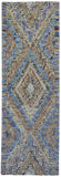 Isleta Ecclectic Vintage Tufted Rug, Wool, Blue/Orange, 2ft-6in x 8ft, Runner