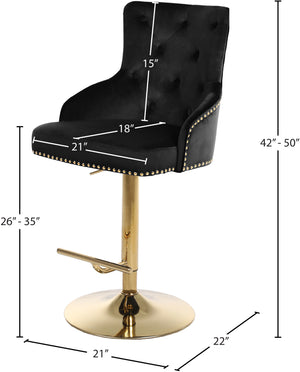 Claude Velvet / Engineered Wood / Metal / Foam Contemporary Black Velvet Adjustable Stool - 20.5" W x 22" D x 42"- 50" H