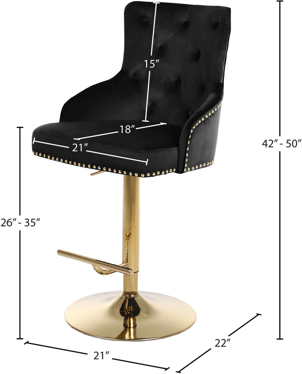 Claude Velvet / Engineered Wood / Metal / Foam Contemporary Black Velvet Adjustable Stool - 20.5" W x 22" D x 42"- 50" H