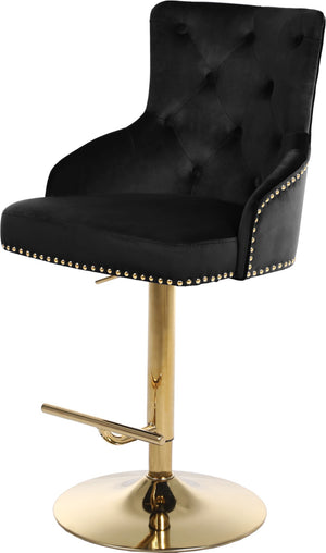 Claude Velvet / Engineered Wood / Metal / Foam Contemporary Black Velvet Adjustable Stool - 20.5" W x 22" D x 42"- 50" H