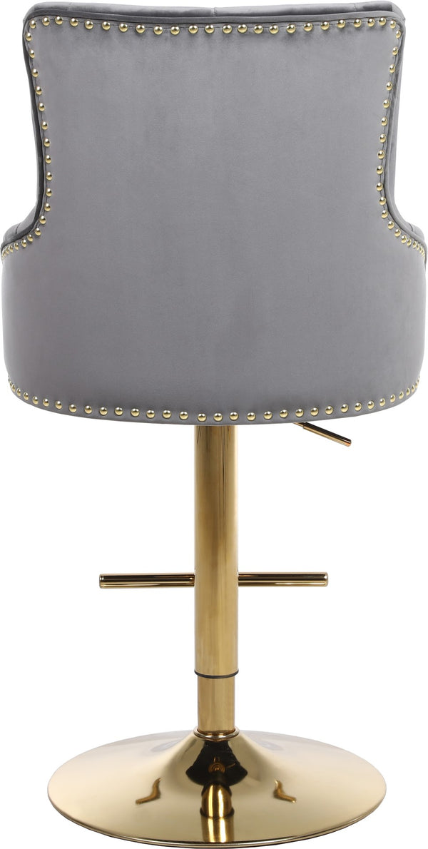 Claude Velvet / Engineered Wood / Metal / Foam Contemporary Grey Velvet Adjustable Stool - 20.5" W x 22" D x 42"- 50" H