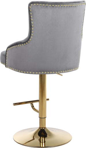 Claude Velvet / Engineered Wood / Metal / Foam Contemporary Grey Velvet Adjustable Stool - 20.5" W x 22" D x 42"- 50" H