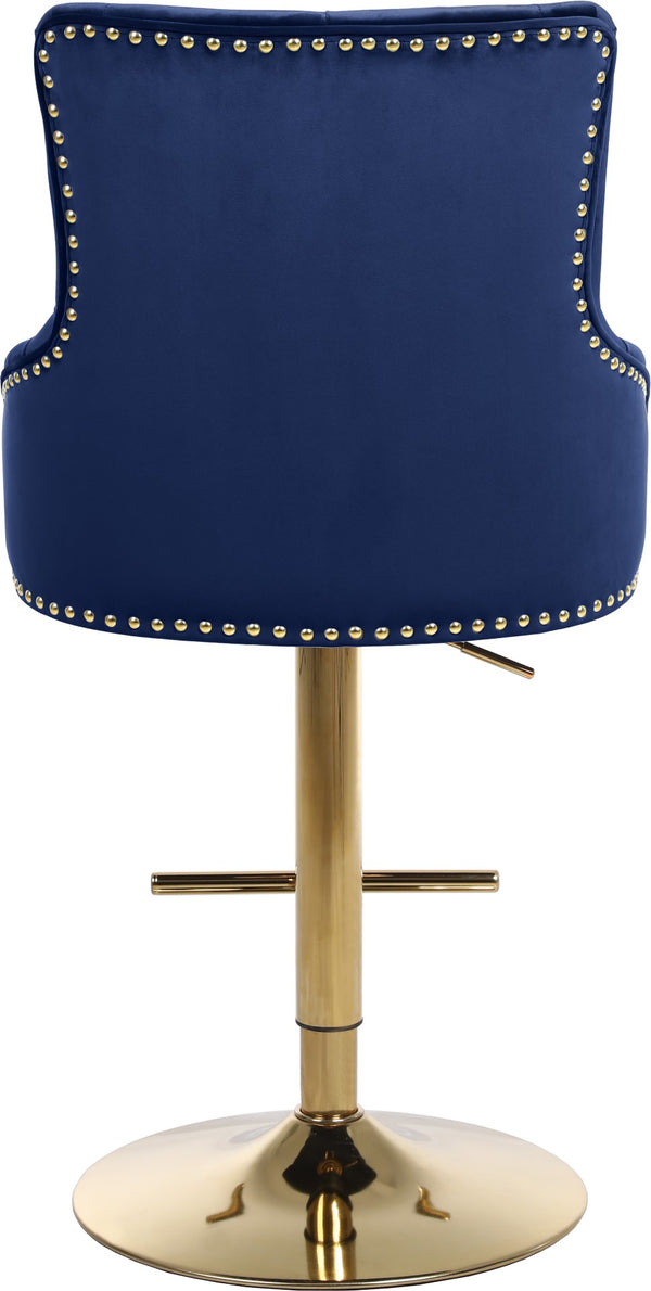 Claude Velvet / Engineered Wood / Metal / Foam Contemporary Navy Velvet Adjustable Stool - 20.5" W x 22" D x 42"- 50" H