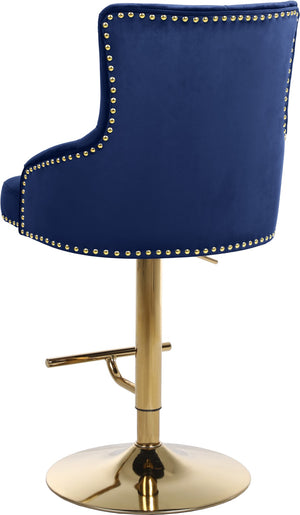 Claude Velvet / Engineered Wood / Metal / Foam Contemporary Navy Velvet Adjustable Stool - 20.5" W x 22" D x 42"- 50" H