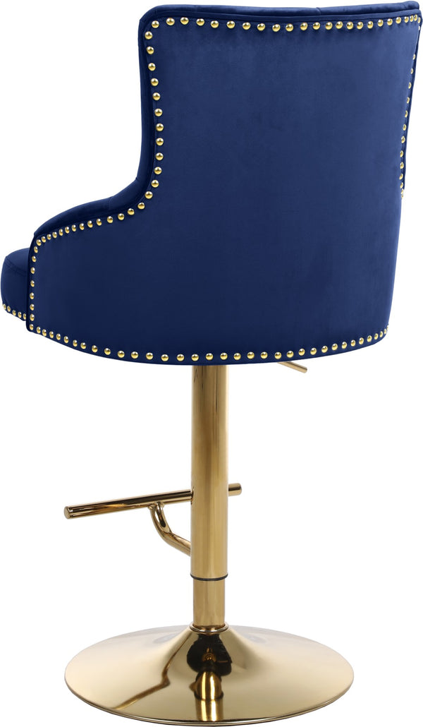 Claude Velvet / Engineered Wood / Metal / Foam Contemporary Navy Velvet Adjustable Stool - 20.5" W x 22" D x 42"- 50" H