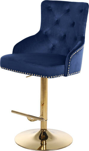 Claude Velvet / Engineered Wood / Metal / Foam Contemporary Navy Velvet Adjustable Stool - 20.5" W x 22" D x 42"- 50" H