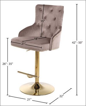 Claude Velvet / Engineered Wood / Metal / Foam Contemporary Pink Velvet Adjustable Stool - 20.5" W x 22" D x 42"- 50" H