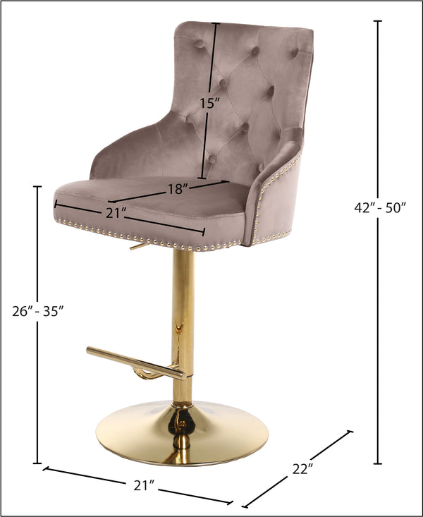 Claude Velvet / Engineered Wood / Metal / Foam Contemporary Pink Velvet Adjustable Stool - 20.5" W x 22" D x 42"- 50" H