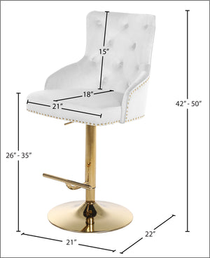 Claude Velvet / Engineered Wood / Metal / Foam Contemporary White Velvet Adjustable Stool - 20.5" W x 22" D x 42"- 50" H