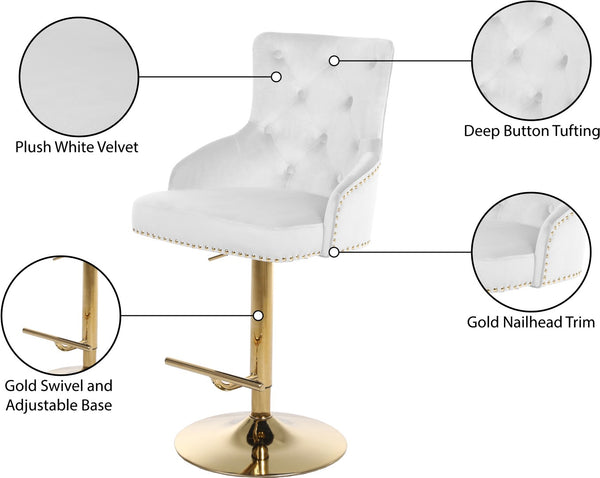 Claude Velvet / Engineered Wood / Metal / Foam Contemporary White Velvet Adjustable Stool - 20.5" W x 22" D x 42"- 50" H