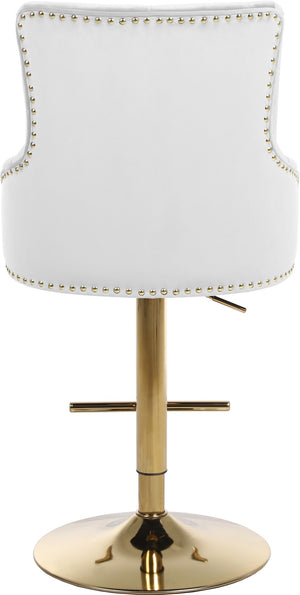 Claude Velvet / Engineered Wood / Metal / Foam Contemporary White Velvet Adjustable Stool - 20.5" W x 22" D x 42"- 50" H