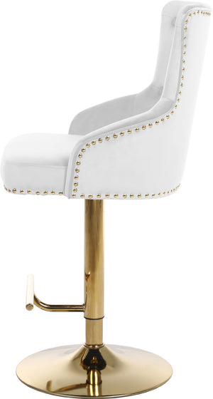 Claude Velvet / Engineered Wood / Metal / Foam Contemporary White Velvet Adjustable Stool - 20.5" W x 22" D x 42"- 50" H