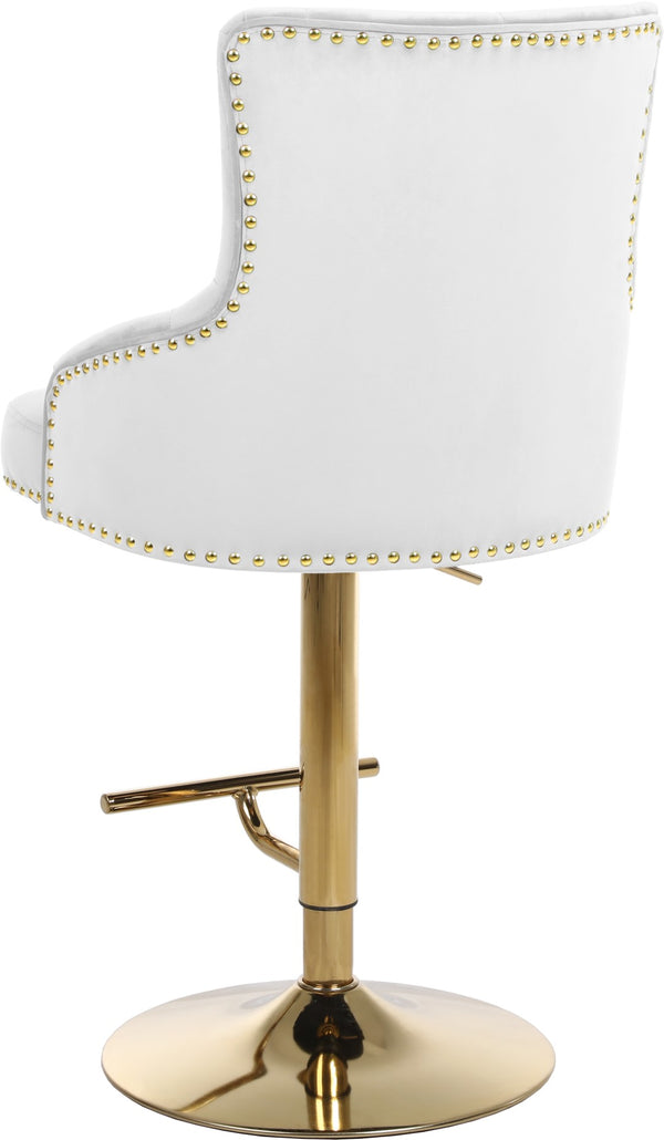 Claude Velvet / Engineered Wood / Metal / Foam Contemporary White Velvet Adjustable Stool - 20.5" W x 22" D x 42"- 50" H