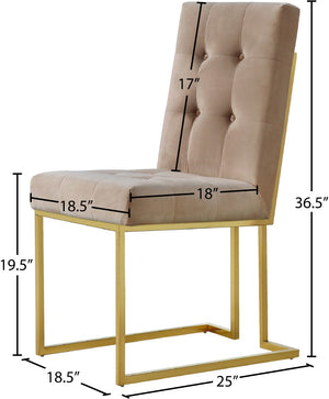 Pierre Velvet / Engineered Wood / Metal / Foam Contemporary Beige Velvet Dining Chair - 18.5" W x 25" D x 36.5" H