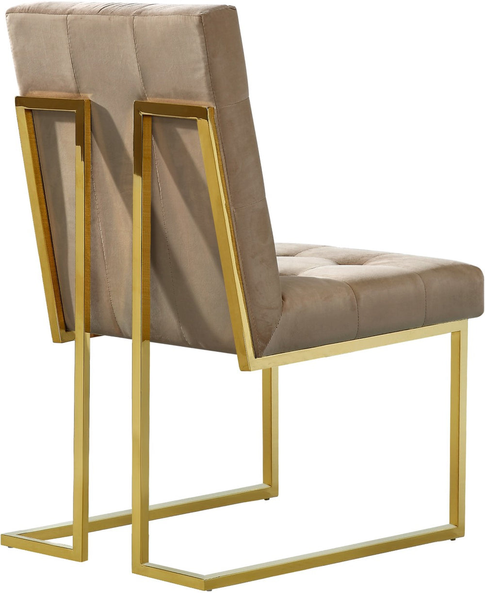 Pierre Velvet / Engineered Wood / Metal / Foam Contemporary Beige Velvet Dining Chair - 18.5" W x 25" D x 36.5" H