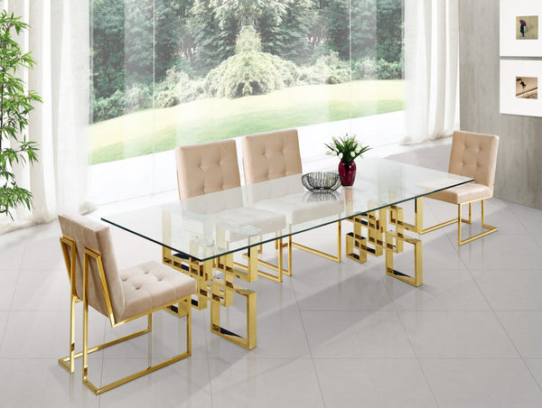 Pierre Velvet / Engineered Wood / Metal / Foam Contemporary Beige Velvet Dining Chair - 18.5" W x 25" D x 36.5" H