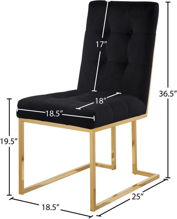 Pierre Velvet / Engineered Wood / Metal / Foam Contemporary Black Velvet Dining Chair - 18.5" W x 25" D x 36.5" H