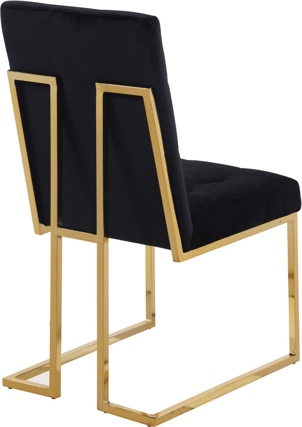 Pierre Velvet / Engineered Wood / Metal / Foam Contemporary Black Velvet Dining Chair - 18.5" W x 25" D x 36.5" H