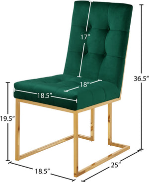 Pierre Velvet / Engineered Wood / Metal / Foam Contemporary Green Velvet Dining Chair - 18.5" W x 25" D x 36.5" H