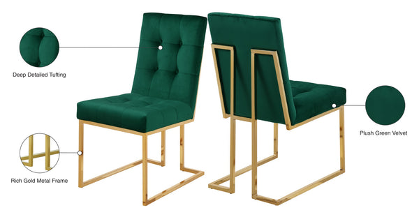 Pierre Velvet / Engineered Wood / Metal / Foam Contemporary Green Velvet Dining Chair - 18.5" W x 25" D x 36.5" H