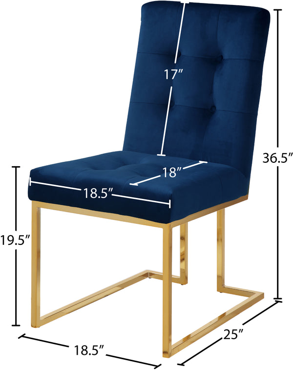 Pierre Velvet / Engineered Wood / Metal / Foam Contemporary Navy Velvet Dining Chair - 18.5" W x 25" D x 36.5" H