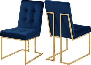 Pierre Velvet / Engineered Wood / Metal / Foam Contemporary Navy Velvet Dining Chair - 18.5" W x 25" D x 36.5" H