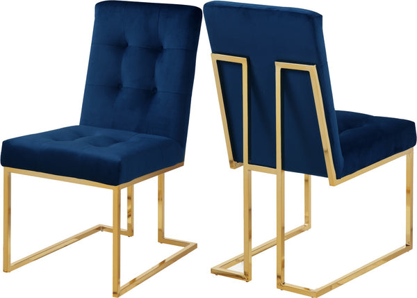 Pierre Velvet / Engineered Wood / Metal / Foam Contemporary Navy Velvet Dining Chair - 18.5" W x 25" D x 36.5" H