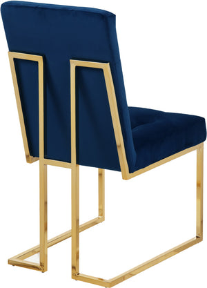 Pierre Velvet / Engineered Wood / Metal / Foam Contemporary Navy Velvet Dining Chair - 18.5" W x 25" D x 36.5" H