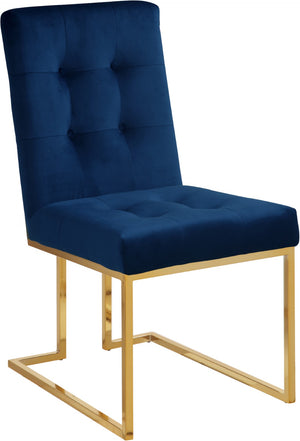 Pierre Velvet / Engineered Wood / Metal / Foam Contemporary Navy Velvet Dining Chair - 18.5" W x 25" D x 36.5" H