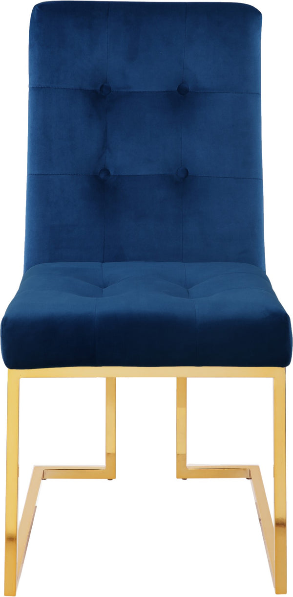 Pierre Velvet / Engineered Wood / Metal / Foam Contemporary Navy Velvet Dining Chair - 18.5" W x 25" D x 36.5" H
