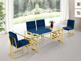 Pierre Velvet / Engineered Wood / Metal / Foam Contemporary Navy Velvet Dining Chair - 18.5" W x 25" D x 36.5" H