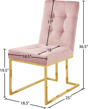 Pierre Velvet / Engineered Wood / Metal / Foam Contemporary Pink Velvet Dining Chair - 18.5" W x 25" D x 36.5" H