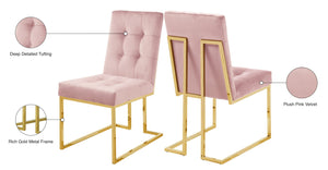 Pierre Velvet / Engineered Wood / Metal / Foam Contemporary Pink Velvet Dining Chair - 18.5" W x 25" D x 36.5" H