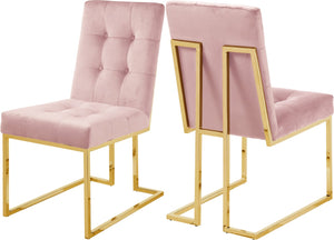 Pierre Velvet / Engineered Wood / Metal / Foam Contemporary Pink Velvet Dining Chair - 18.5" W x 25" D x 36.5" H