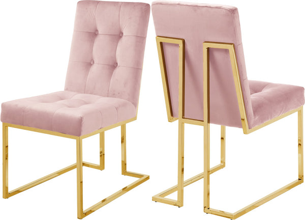 Pierre Velvet / Engineered Wood / Metal / Foam Contemporary Pink Velvet Dining Chair - 18.5" W x 25" D x 36.5" H