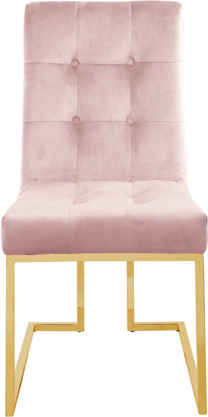 Pierre Velvet / Engineered Wood / Metal / Foam Contemporary Pink Velvet Dining Chair - 18.5" W x 25" D x 36.5" H