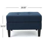 Zahra Contemporary Tufted Fabric Storage Ottoman, Dark Blue and Dark Brown Noble House