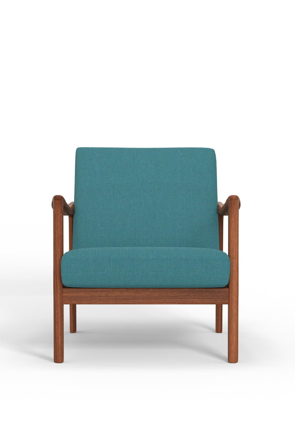 Alpine Furniture Zephyr Lounge Chair, Turquoise RT641A-TUR Medium Brown-Turquoise Solid Rubberwood Frame 27.5 x 34 x 29