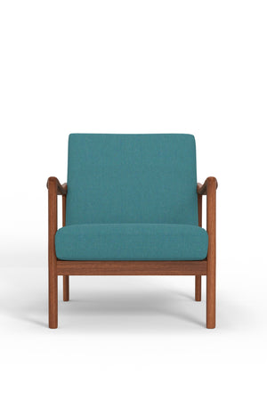 Alpine Furniture Zephyr Lounge Chair, Turquoise RT641A-TUR Medium Brown-Turquoise Solid Rubberwood Frame 27.5 x 34 x 29