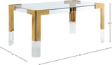 Casper Acrylic / Glass / Stainless Steel Contemporary Rich Gold Dining Table - 60" W x 36" D x 29.5" H