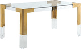 Casper Acrylic / Glass / Stainless Steel Contemporary Rich Gold Dining Table - 60" W x 36" D x 29.5" H