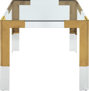 Casper Acrylic / Glass / Stainless Steel Contemporary Rich Gold Dining Table - 60" W x 36" D x 29.5" H