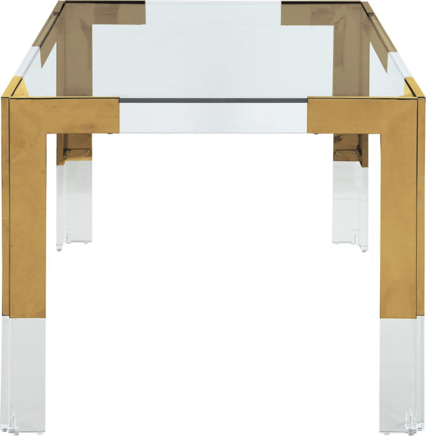 Casper Acrylic / Glass / Stainless Steel Contemporary Rich Gold Dining Table - 60" W x 36" D x 29.5" H