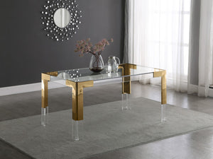 Casper Acrylic / Glass / Stainless Steel Contemporary Rich Gold Dining Table - 60" W x 36" D x 29.5" H