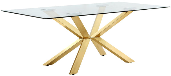 Capri Glass / Stainless Steel Contemporary Gold Dining Table - 78" W x 39" D x 30" H