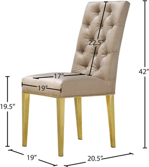 Capri Velvet / Engineered Wood / Stainless Steel / Foam Contemporary Beige Velvet Dining Chair - 19" W x 20.5" D x 42" H