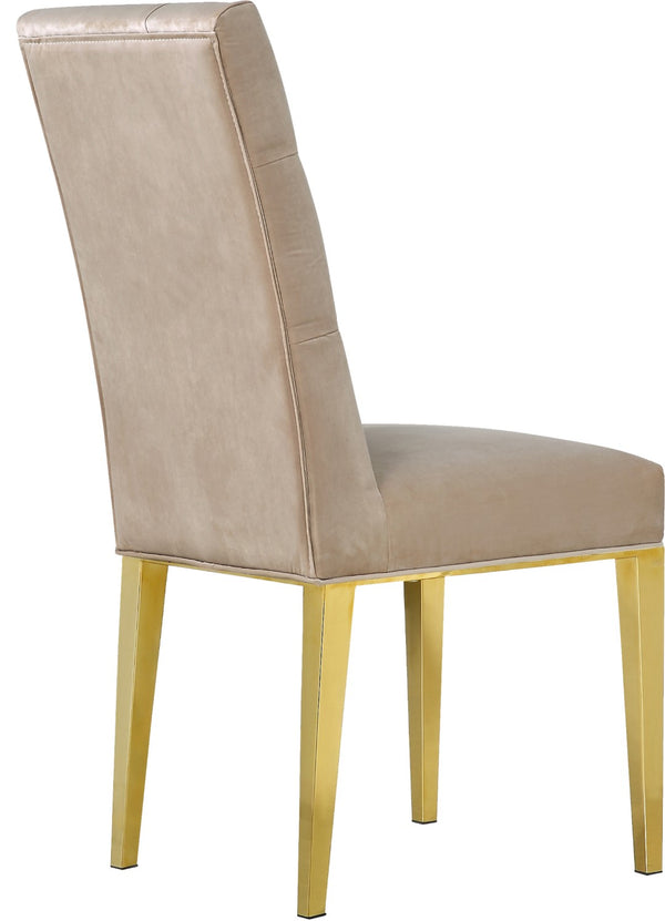 Capri Velvet / Engineered Wood / Stainless Steel / Foam Contemporary Beige Velvet Dining Chair - 19" W x 20.5" D x 42" H