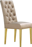 Capri Velvet / Engineered Wood / Stainless Steel / Foam Contemporary Beige Velvet Dining Chair - 19" W x 20.5" D x 42" H