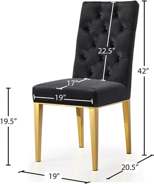 Capri Velvet / Engineered Wood / Stainless Steel / Foam Contemporary Black Velvet Dining Chair - 19" W x 20.5" D x 42" H