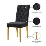 Capri Velvet / Engineered Wood / Stainless Steel / Foam Contemporary Black Velvet Dining Chair - 19" W x 20.5" D x 42" H
